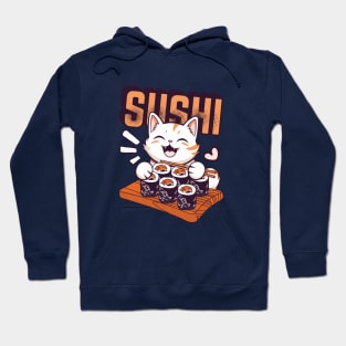 Cat Eating Sushi Hoodie